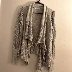 Gray cardigan with brown stitching. Size small. Maurices